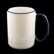 Maxi puodelis 450 ml tamsiai mėlynos spalvos apvadėliu ir rankena