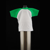 Mini marškinėliai balti žaliomis rankovėmis ir apykakle