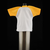 Mini marškinėliai balti geltonomis rankovėmis ir apykakle