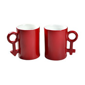 Raudoni 270 ml sublimaciniai puodeliai "Jai ir Jam"