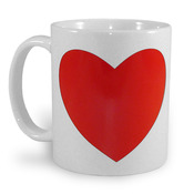 Baltas 330 ml sublimacinis puodelis širdelės formos dekoravimo plotu